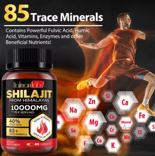 Shilajit - Pure Himalayan Resin Capsules for Men - 10,000 MG for Health and Vitality