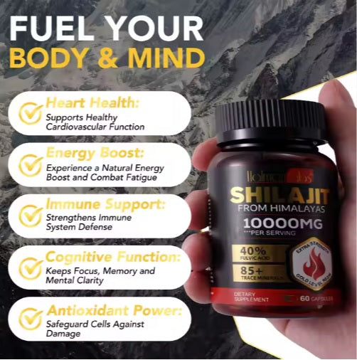 Shilajit - Pure Himalayan Resin Capsules for Men - 10,000 MG for Health and Vitality